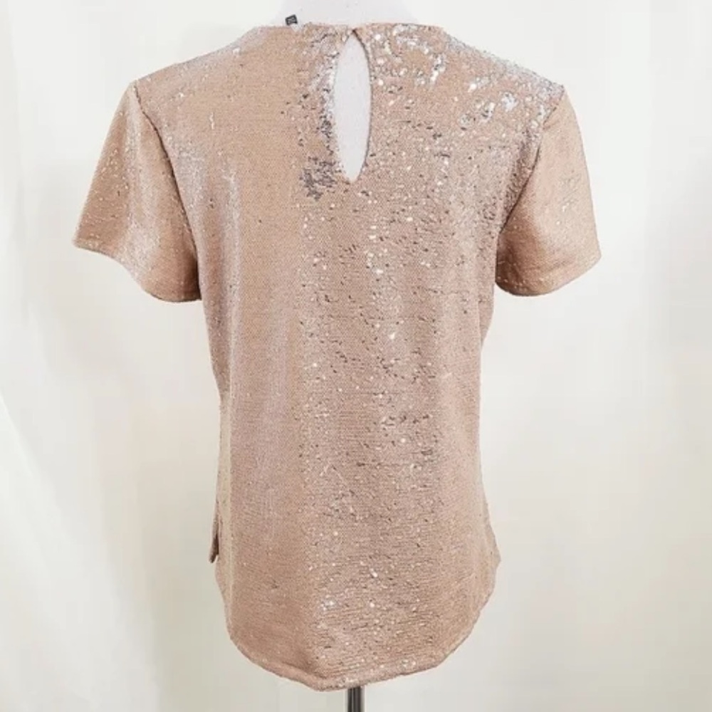 🥑Michael Stars flip sequin tee tan silver neutral concert t-shirt XS - Picture 3 of 11